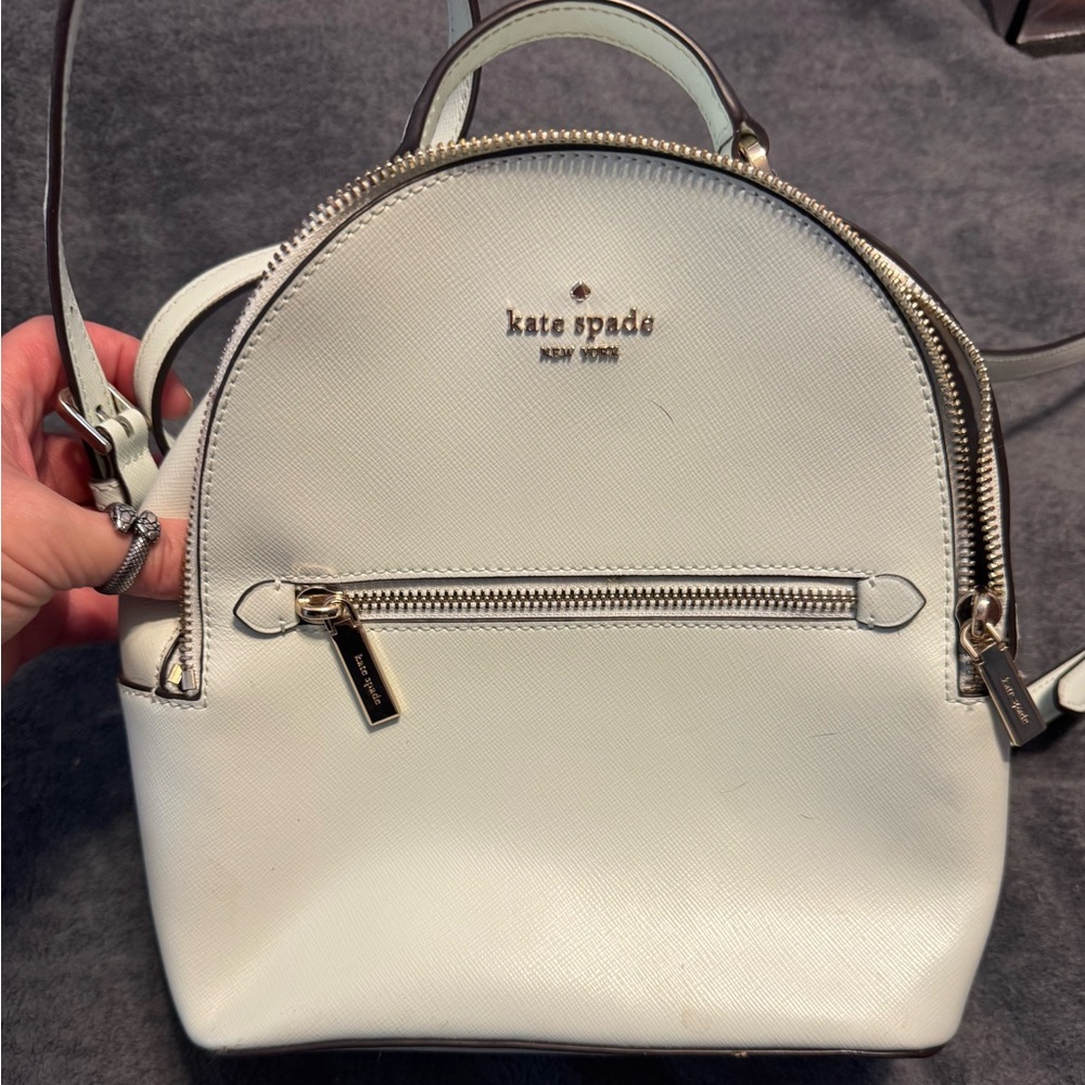 Kate Spade light green/blue Backpack with Silver Accents